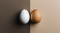 Two Eggs on Contrasting Brown Background Royalty Free Stock Photo