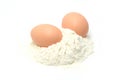 Two eggs and flour