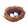 Two eggs in the nest cartoon illustration Royalty Free Stock Photo