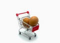 Two eggs in supermarket trolley Royalty Free Stock Photo