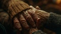 The elderly hands in comfort.AI generated image Royalty Free Stock Photo