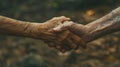 The elderly hands holding together.AI generated image Royalty Free Stock Photo