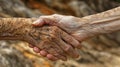 Two elderly hands shaking closeup image, ai generated Royalty Free Stock Photo
