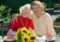 Two elderly ladies enjoying their retirement.