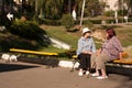 Two elderly ladies in the park