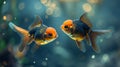 Two electric blue fish swimming together in an aquarium Royalty Free Stock Photo