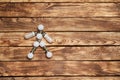 Two electric light bulbs on wooden planks Royalty Free Stock Photo