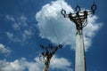 Two electric poles Royalty Free Stock Photo
