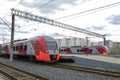 Two electric trains ES2G `Lastochka`