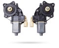 two Electric window mechanism motor for a car on a white isolated background. Automotive spare parts catalog