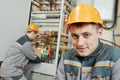 Two electrician workers Royalty Free Stock Photo