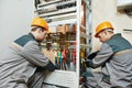 Two electrician workers Royalty Free Stock Photo