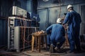 Two electricians at work.