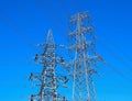 Two electricity pylons Royalty Free Stock Photo