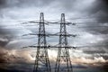 Two electricity pylons Royalty Free Stock Photo