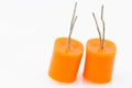 Two electrolytic capacitor Royalty Free Stock Photo