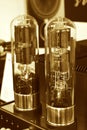 Two electronic Vacuum tube amplifier. Royalty Free Stock Photo