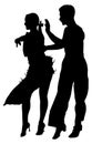 Two elegance tango dancers silhouette.