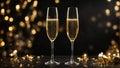 Toast to Elegance: Champagne Flutes with Golden Bubbles Royalty Free Stock Photo