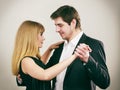 Two elegant dancers present themselves. Royalty Free Stock Photo