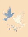 Doves flying together in a soft pastel sky showcasing peace and love in a modern design Royalty Free Stock Photo