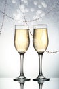 Two elegant glasses with sparkling champagne Royalty Free Stock Photo