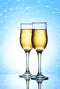 Two elegant glasses with sparkling champagne Royalty Free Stock Photo