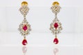 Two elegant Indian style diamond earrings Royalty Free Stock Photo