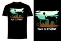 Two elephants retro vintage t-shirt mockup