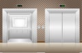 Two elevator doors open and closed Royalty Free Stock Photo