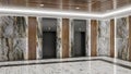 Two elevators at lobby with beautiful marble wall and floor Royalty Free Stock Photo