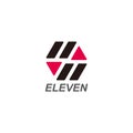 Two eleven symbol geometric hexagonal logo vector