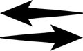 Two elongated black arrows are pointing in opposite directions, creating a dynamic visual suggesting opposing forces
