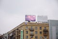 Two empty advertising banners in Kiev, Ukraine