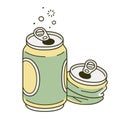 Two empty beer cans cartoon drawing