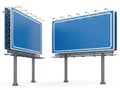 Two empty blue billboards stand side by side Royalty Free Stock Photo