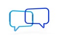 Two empty blue speech bubbles or balloons over white background, social network chat, communication or dialogue concept template