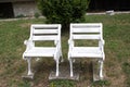 Two empty chairs / bench