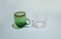 Two empty crystal cups stand next to each other Royalty Free Stock Photo