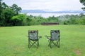 Two empty folding chairs for Outdoor Camping