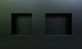 Two empty niches or shelf on black wall 3D mockup Royalty Free Stock Photo