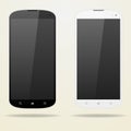 Two empty smartphone. White and black.