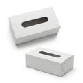 Two empty tissue boxes positioned in a layered arrangement on a plain background Royalty Free Stock Photo
