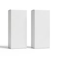 Two empty white rectangular boxes standing side by side on a plain surface Royalty Free Stock Photo