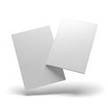Two blank white rectangular cards floating against a clean white background with subtle shadows Royalty Free Stock Photo