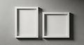 Two empty white shadow boxes side by side on a textured gray surface mock up Royalty Free Stock Photo