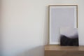 Two empty wooden frame mockup. Interior poster design on white wall scandanavian design