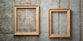 Two Empty Wooden Frames Hanging on a Wall Creative AI Royalty Free Stock Photo
