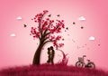 Two enamored under a love tree. Royalty Free Stock Photo