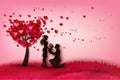 Two enamored under a love tree Royalty Free Stock Photo